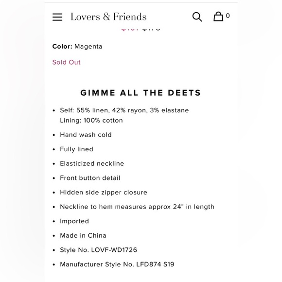 Lovers & Friends- Elsie Mini Linen Dress in Magenta- XS - Picture 8 of 8